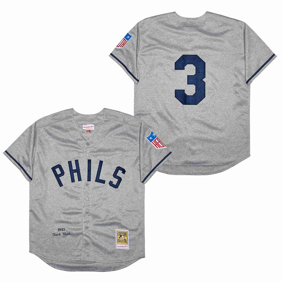 Men Philadelphia Phillies #3 Harper grey Game 1942 throwback MLB Jersey